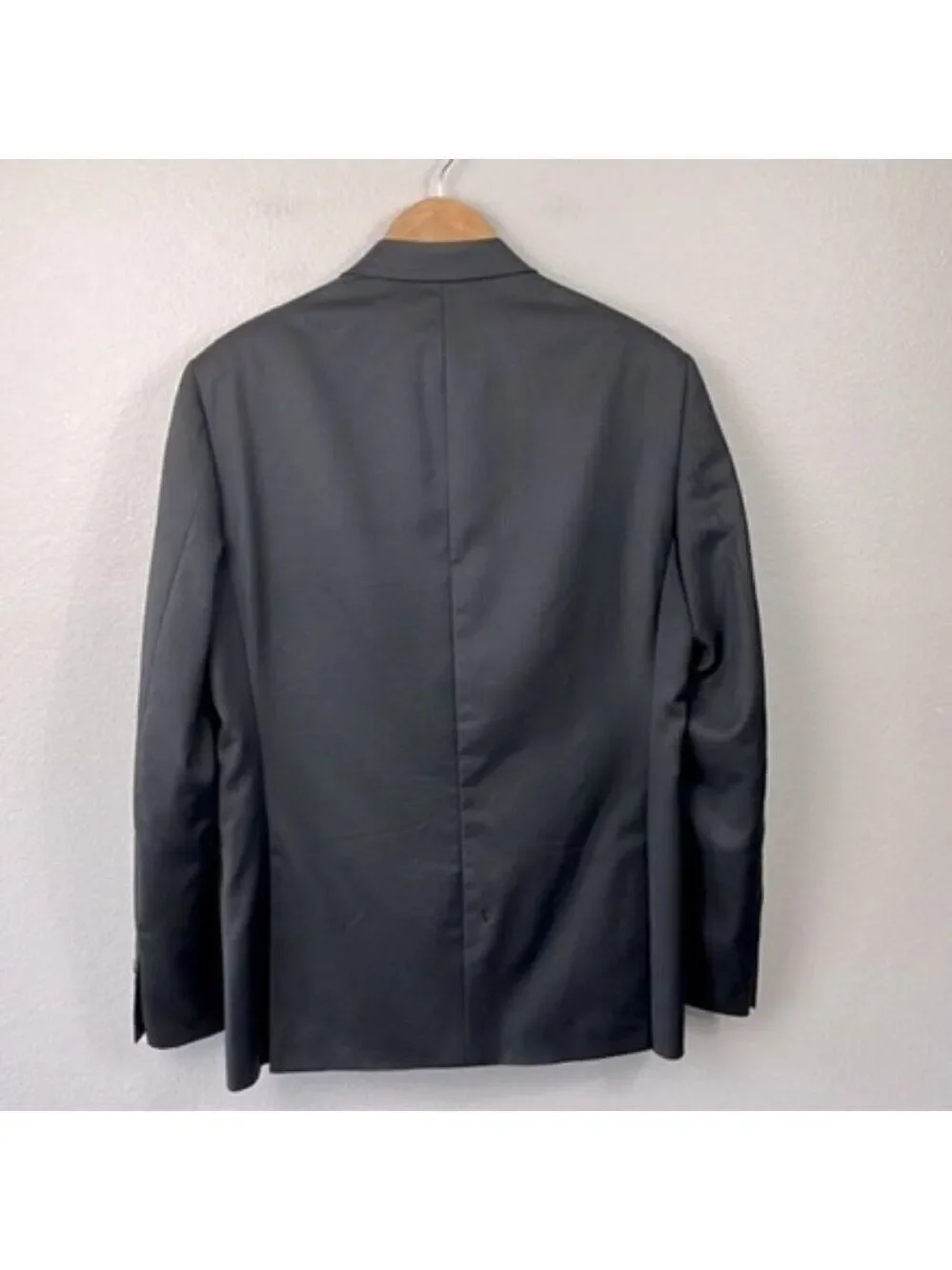 Nordstrom Wool Blazer Black Sport Coat Double Breasted Vented Lined Tall 40L